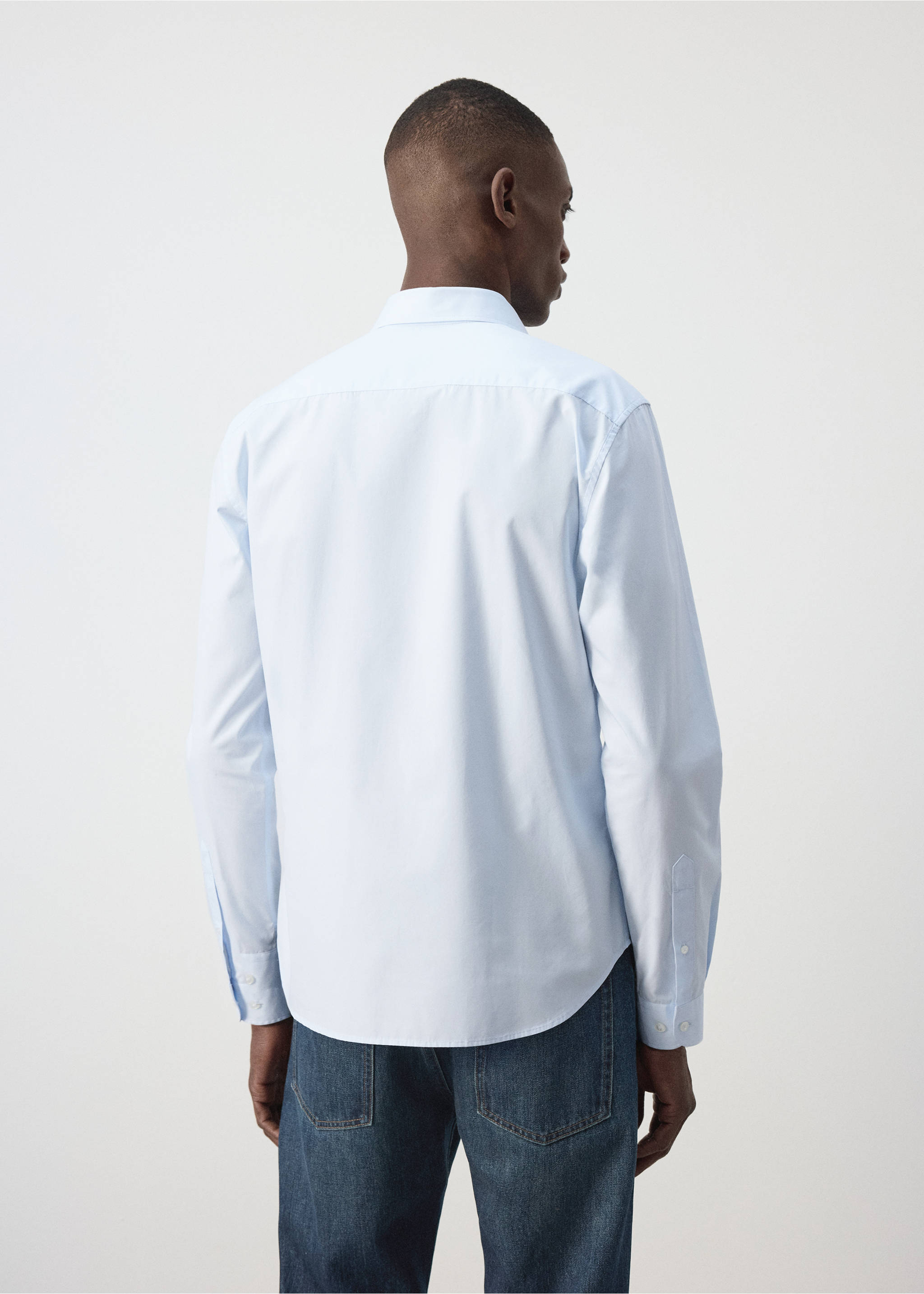 Regular-fit 100% cotton shirt - Reverse of the article, Sky Blue. Ref: 37094431-00.