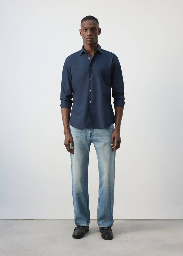 Regular-fit 100% cotton shirt — Navy