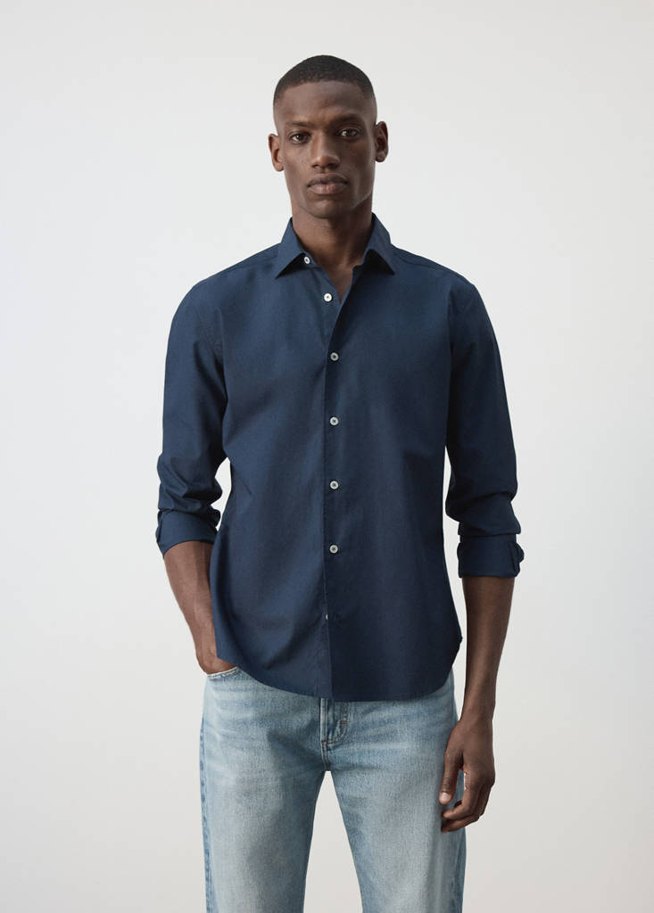 Regular-fit 100% cotton shirt — Navy