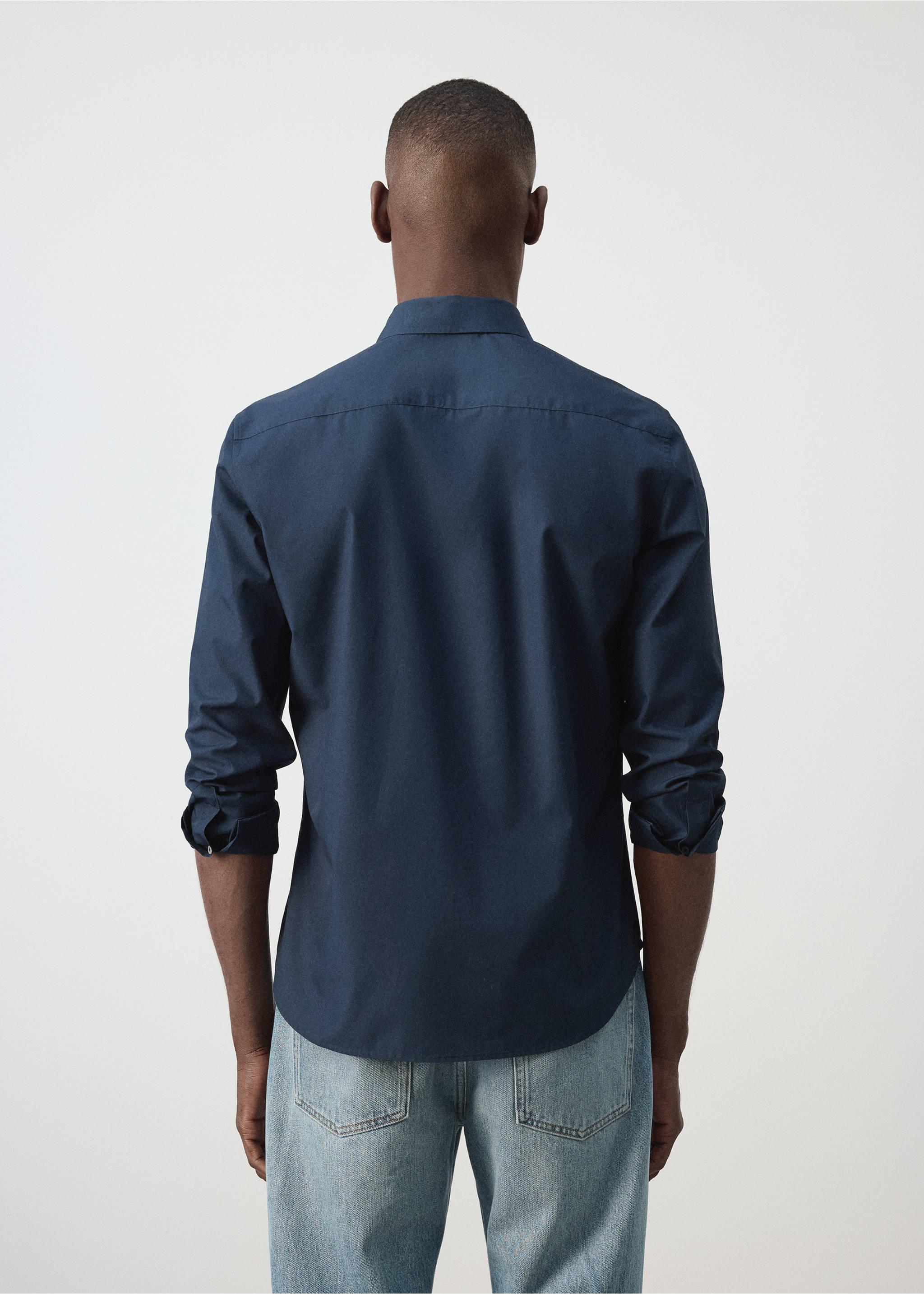 Regular-fit 100% cotton shirt - Reverse of the article, Navy. Ref: 37094431-00.