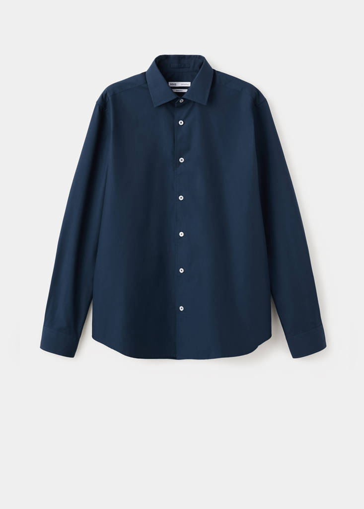 Regular-fit 100% cotton shirt — Navy