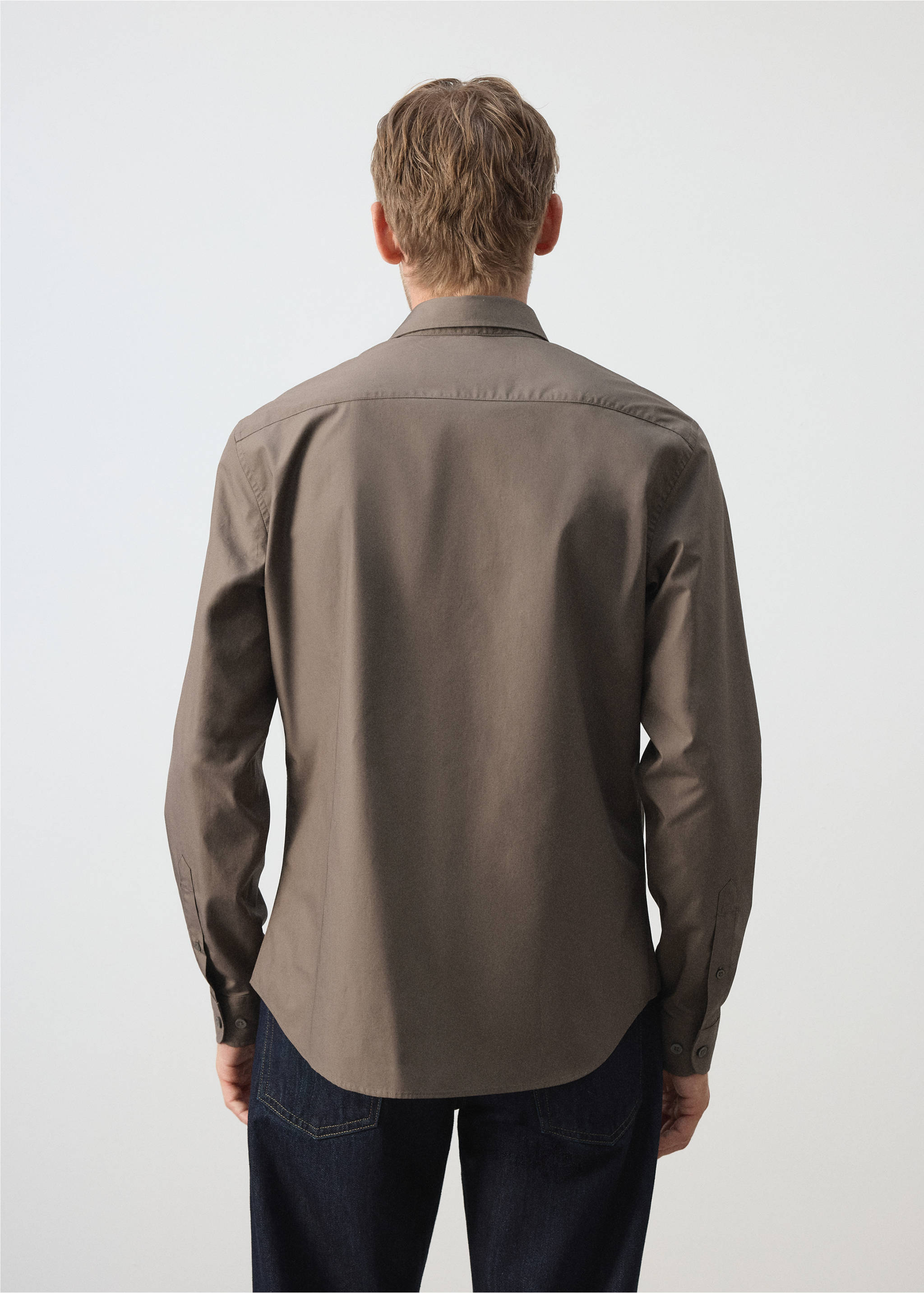 Regular-fit 100% cotton shirt - Reverse of the article, Mink Grey. Ref: 37094431-00.