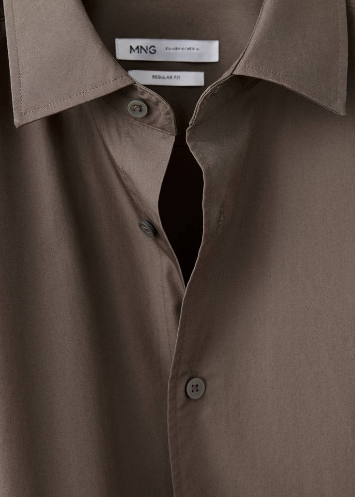 Regular-fit 100% cotton shirt — Mink Grey