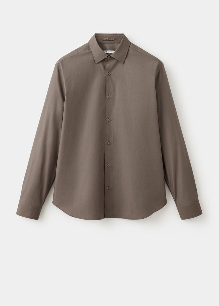 Regular-fit 100% cotton shirt — Mink Grey