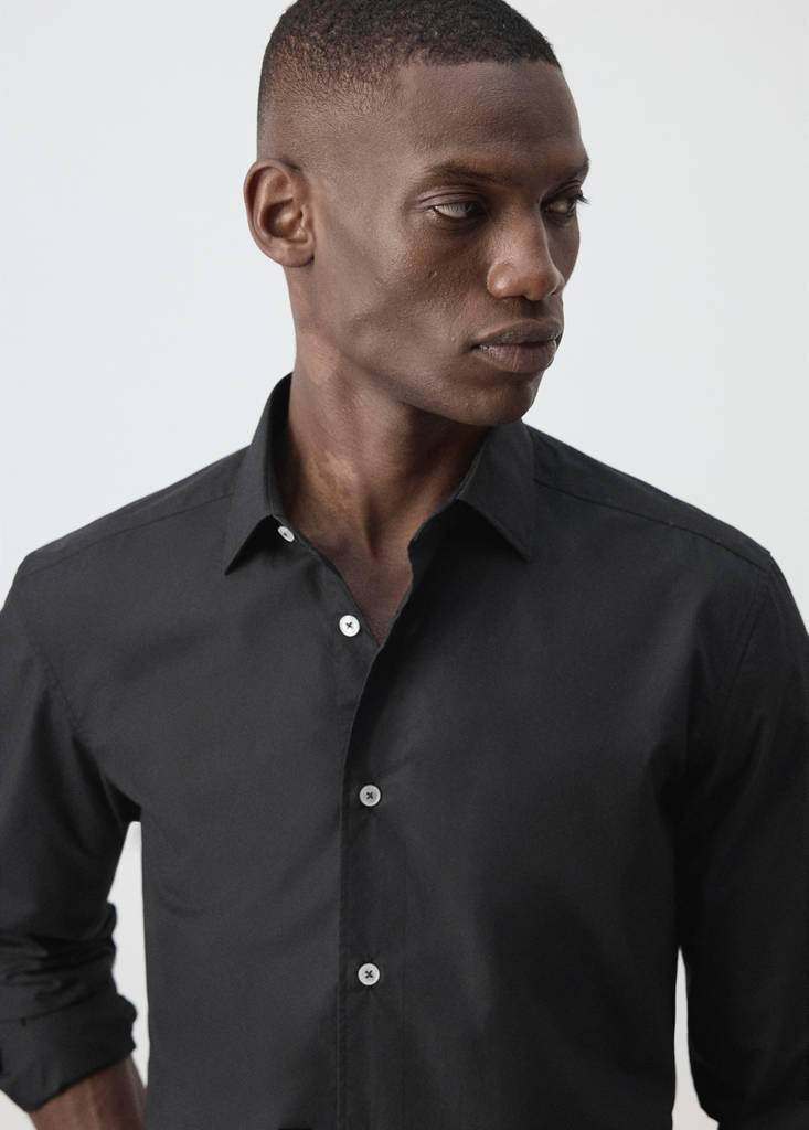 Regular-fit 100% cotton shirt — Black