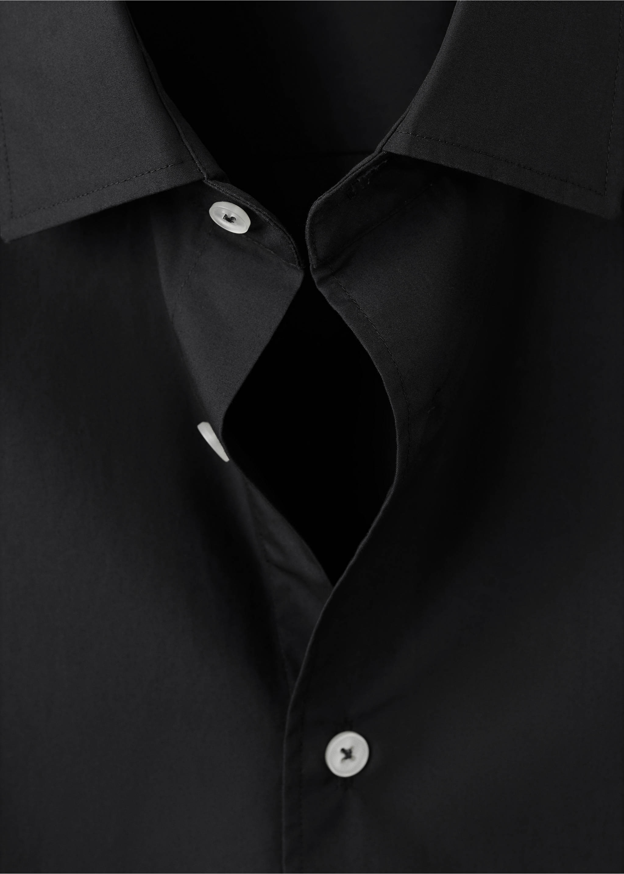 Regular-fit 100% cotton shirt - Details of the article 8, Black. Ref: 37094431-00.