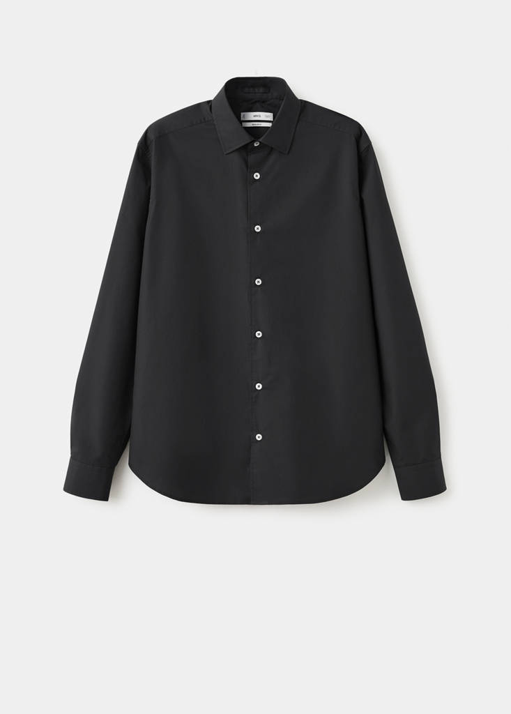 Regular-fit 100% cotton shirt — Black