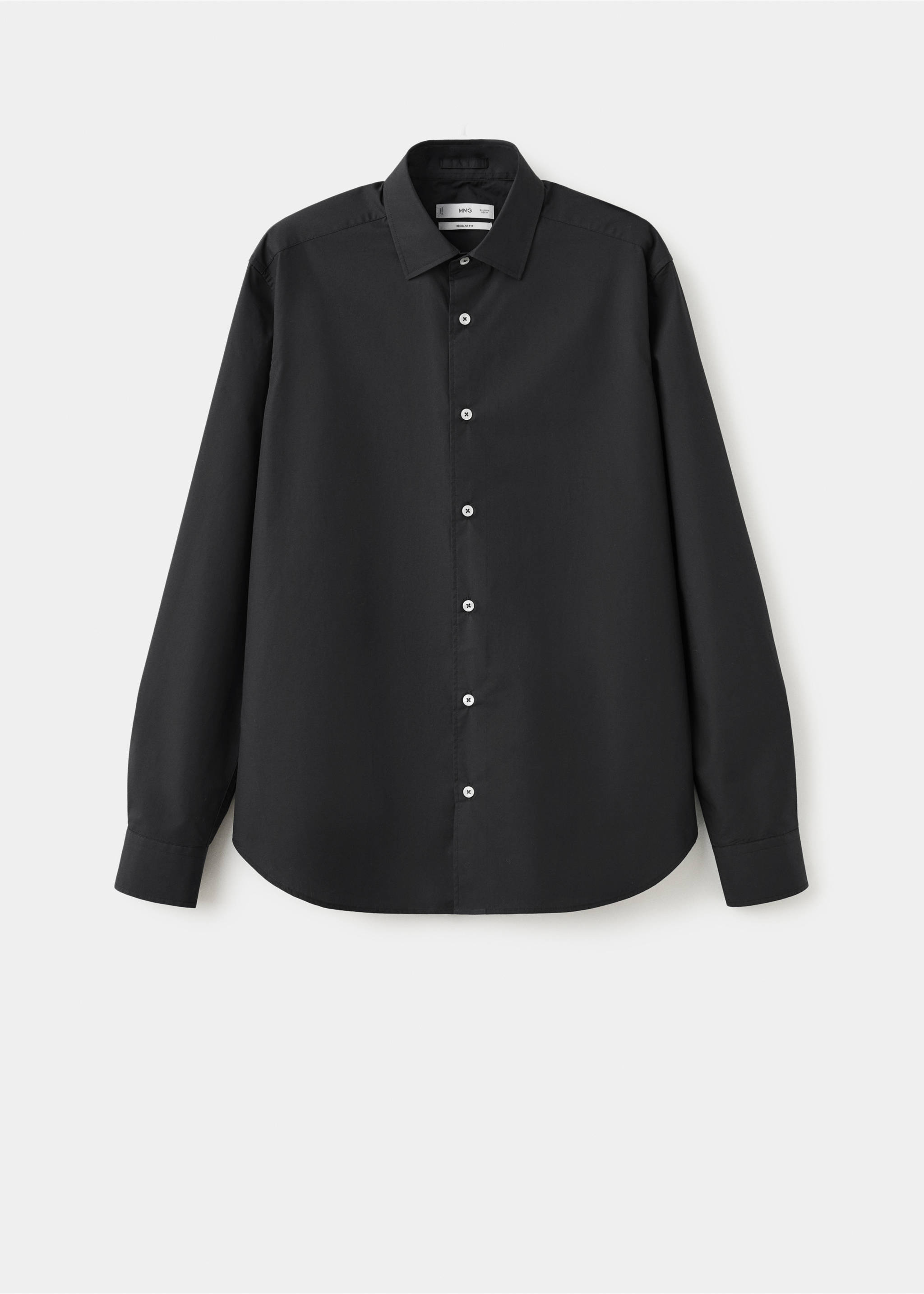 Regular-fit 100% cotton shirt - Article without model, Black. Ref: 37094431-00.
