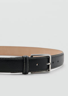 Leather belt with contrast stitching — Black 2