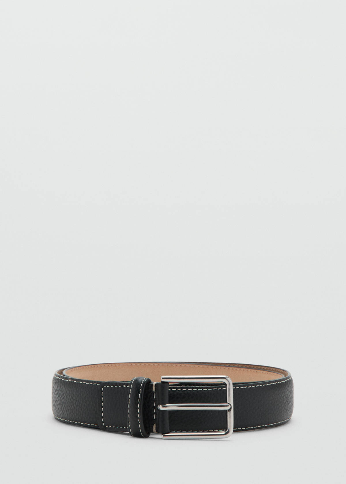 Leather belt with contrast stitching — Black