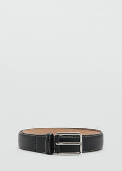 Leather belt with contrast stitching — Black 1