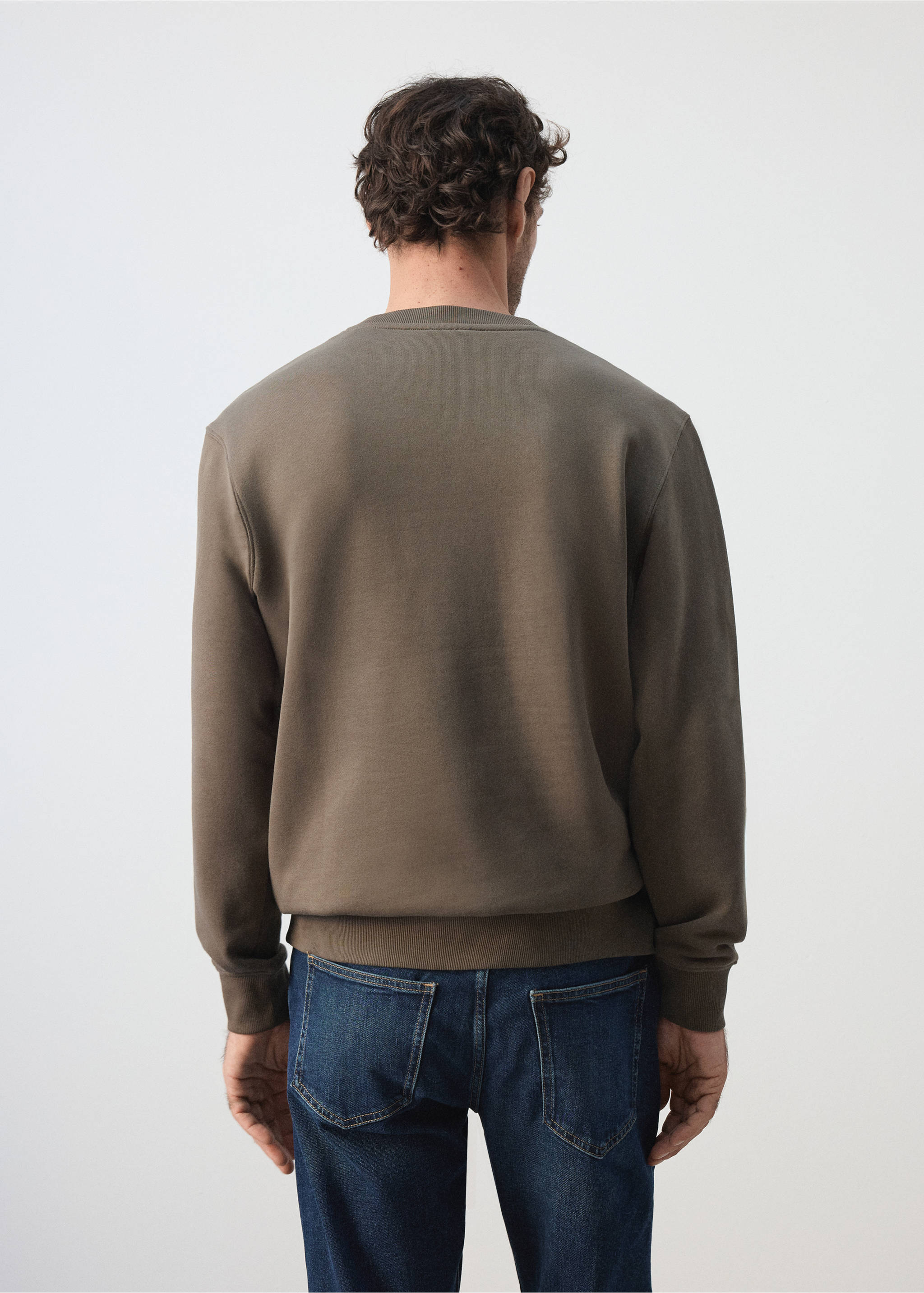 Relaxed-fit cotton sweatshirt - Reverse of the article, Mink Grey. Ref: 37094434-00.