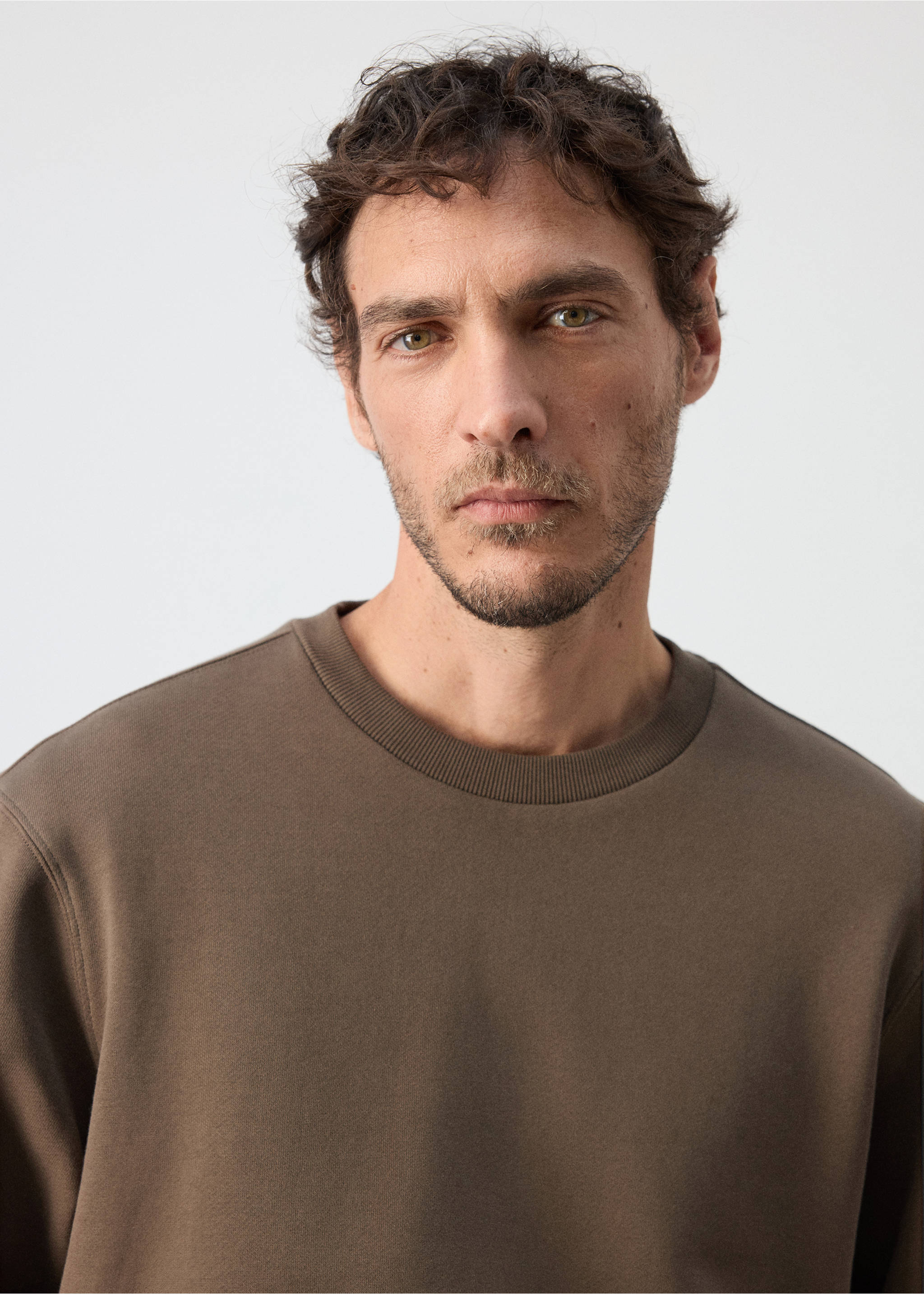 Relaxed-fit cotton sweatshirt - Details of the article 1, Mink Grey. Ref: 37094434-00.