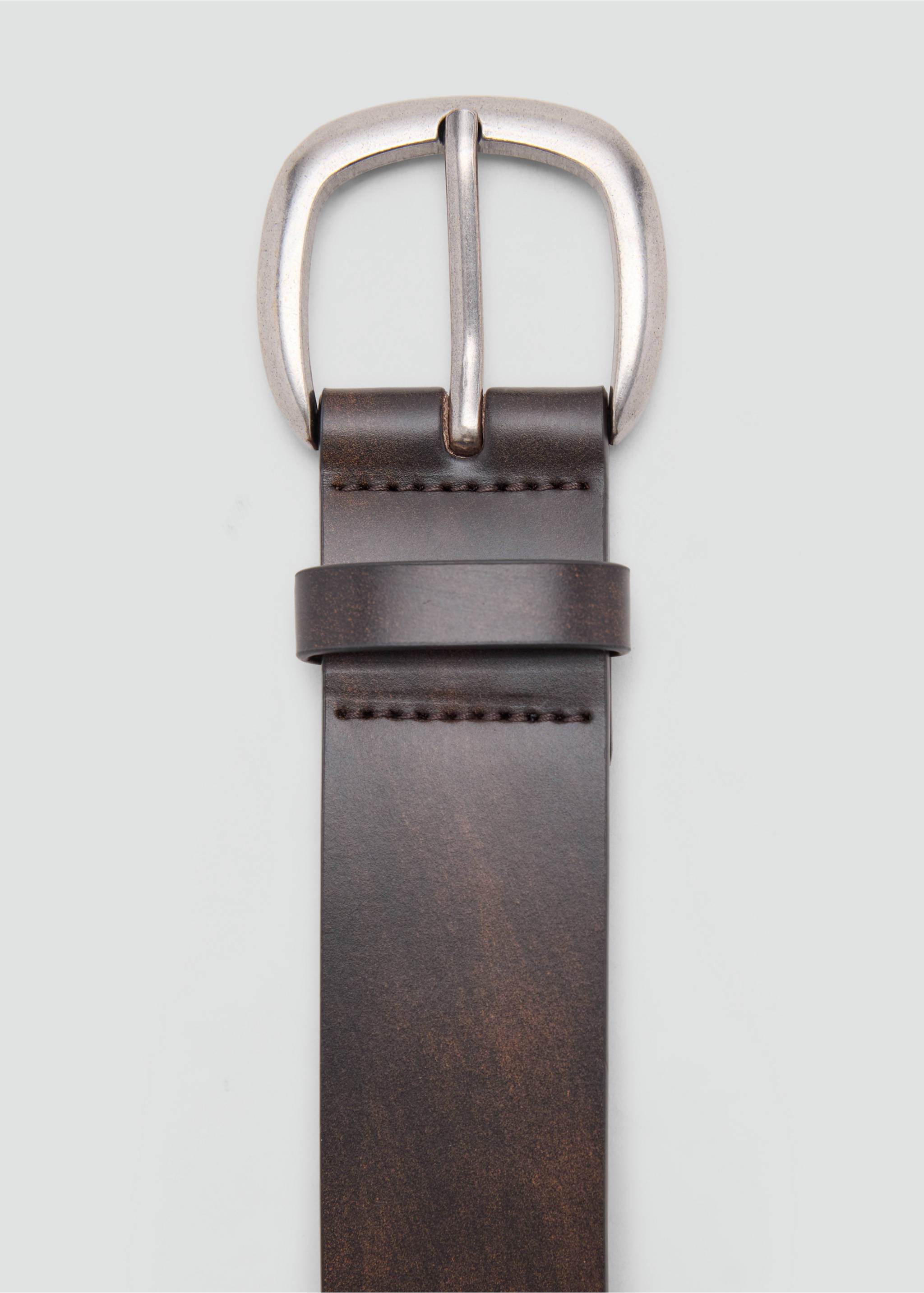 Ceinture en cuir effet usé - Détail de l'article 1, Chocolat. Ref: 37094435-00.