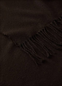 Wool-blend blanket with fringes — Chocolate 3