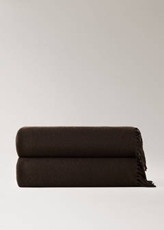 Wool-blend blanket with fringes — Chocolate 4