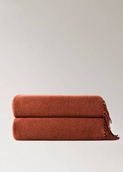 Wool-blend blanket with fringes — Russet 5
