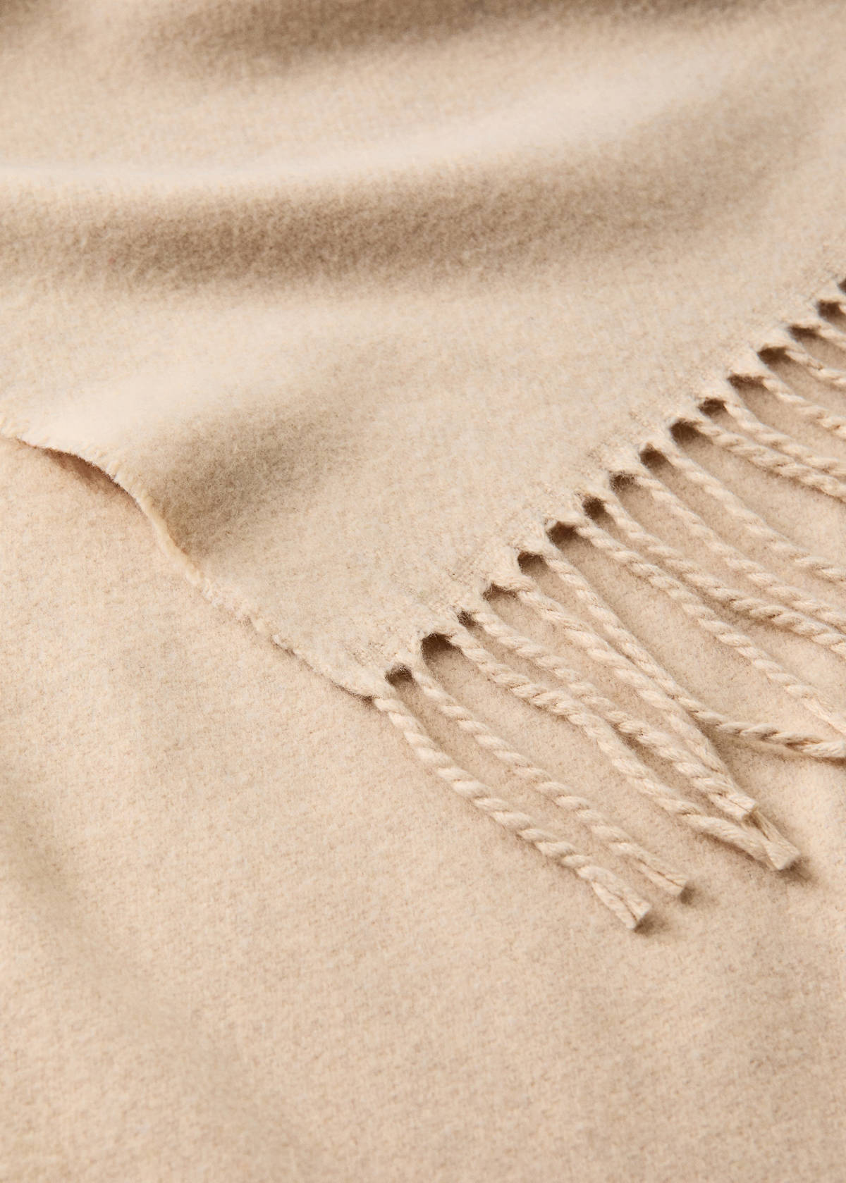 Wool-blend blanket with fringes — Nude