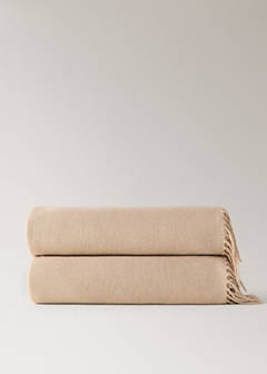 Wool-blend blanket with fringes — Nude 4