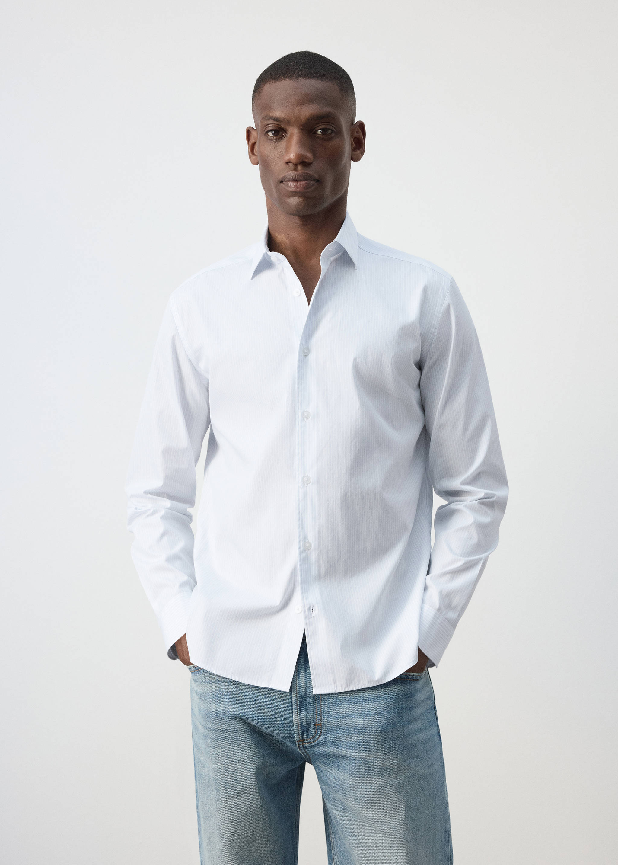 Regular fit striped cotton shirt - Medium plane