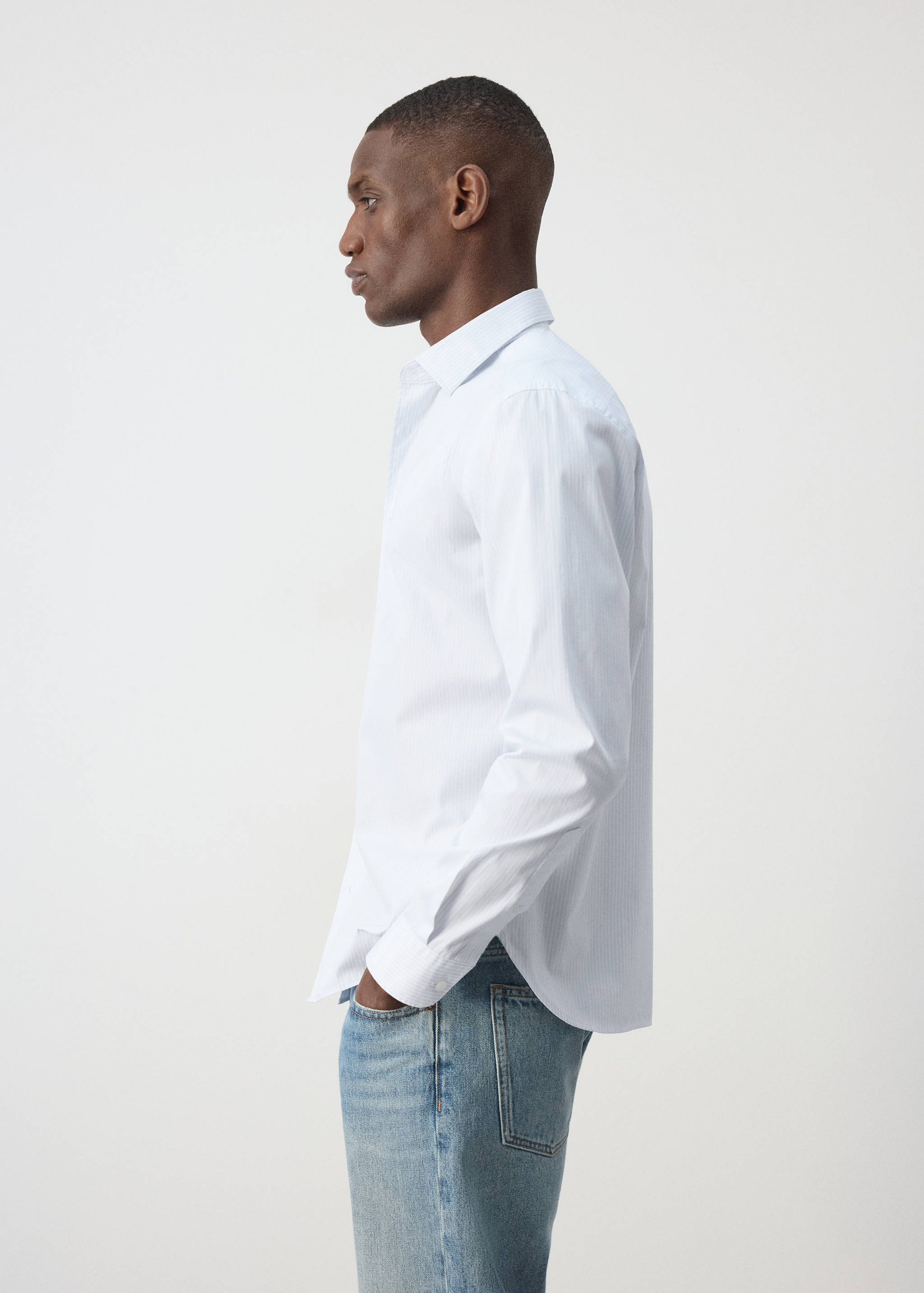 Regular fit striped cotton shirt - Details of the article 2