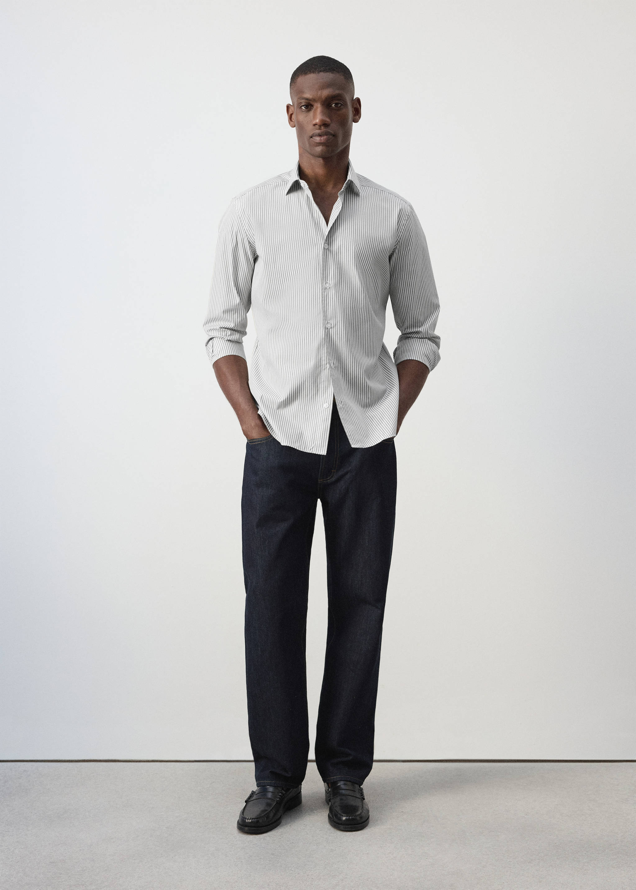 Chemise coton rayures regular-fit - Plan général