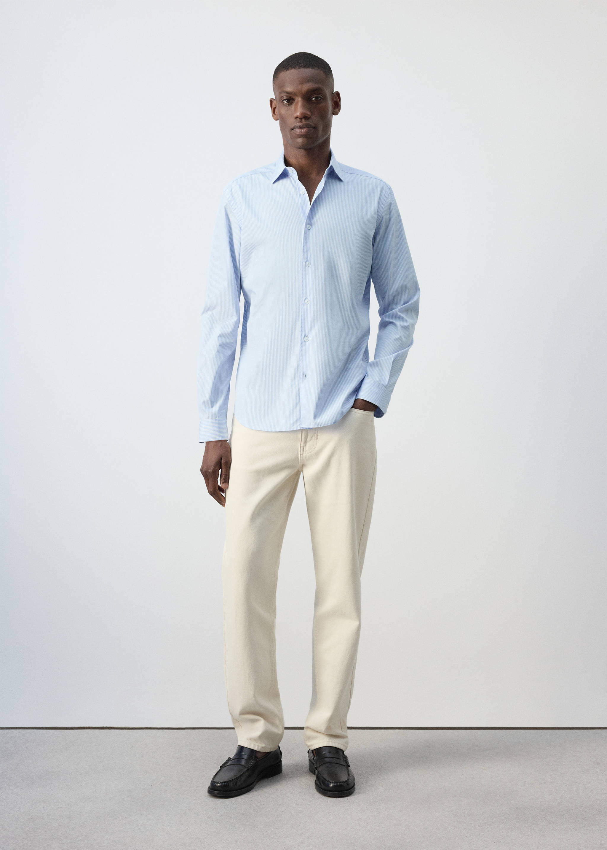 Regular fit striped cotton shirt - General plane