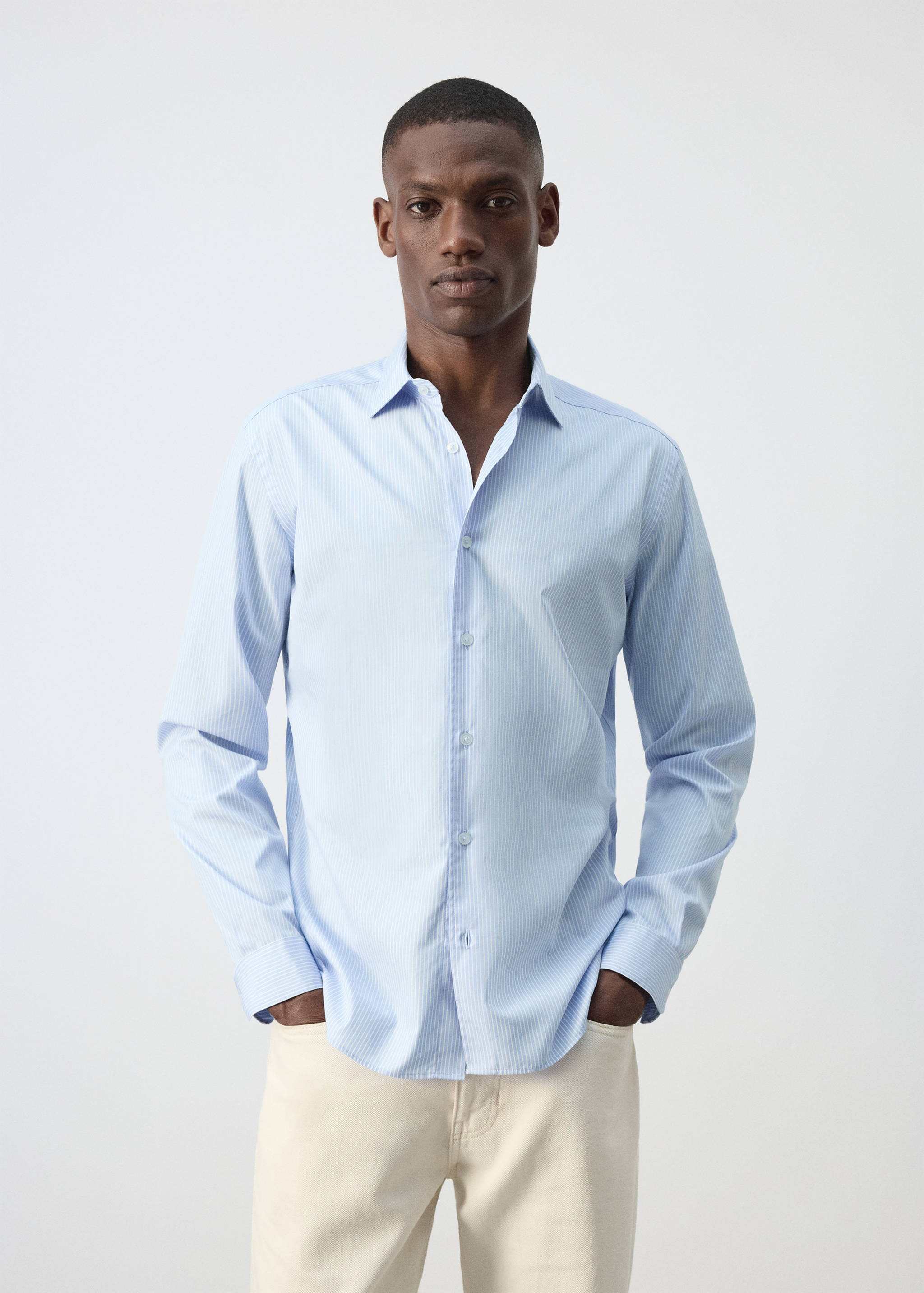 Regular fit striped cotton shirt - Medium plane