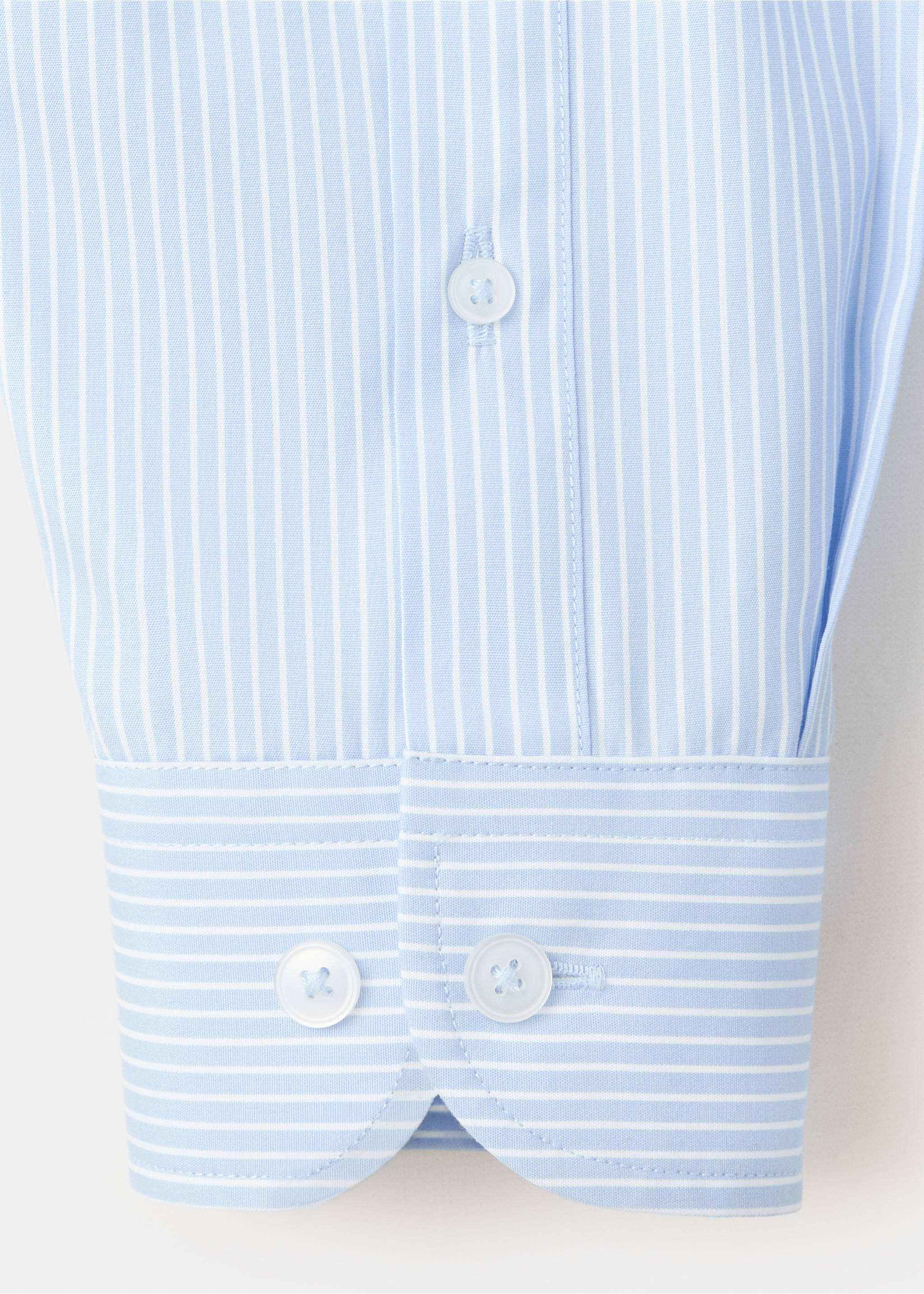 Regular fit striped cotton shirt - Details of the article 0, Sky Blue. Ref: 37094439-00.