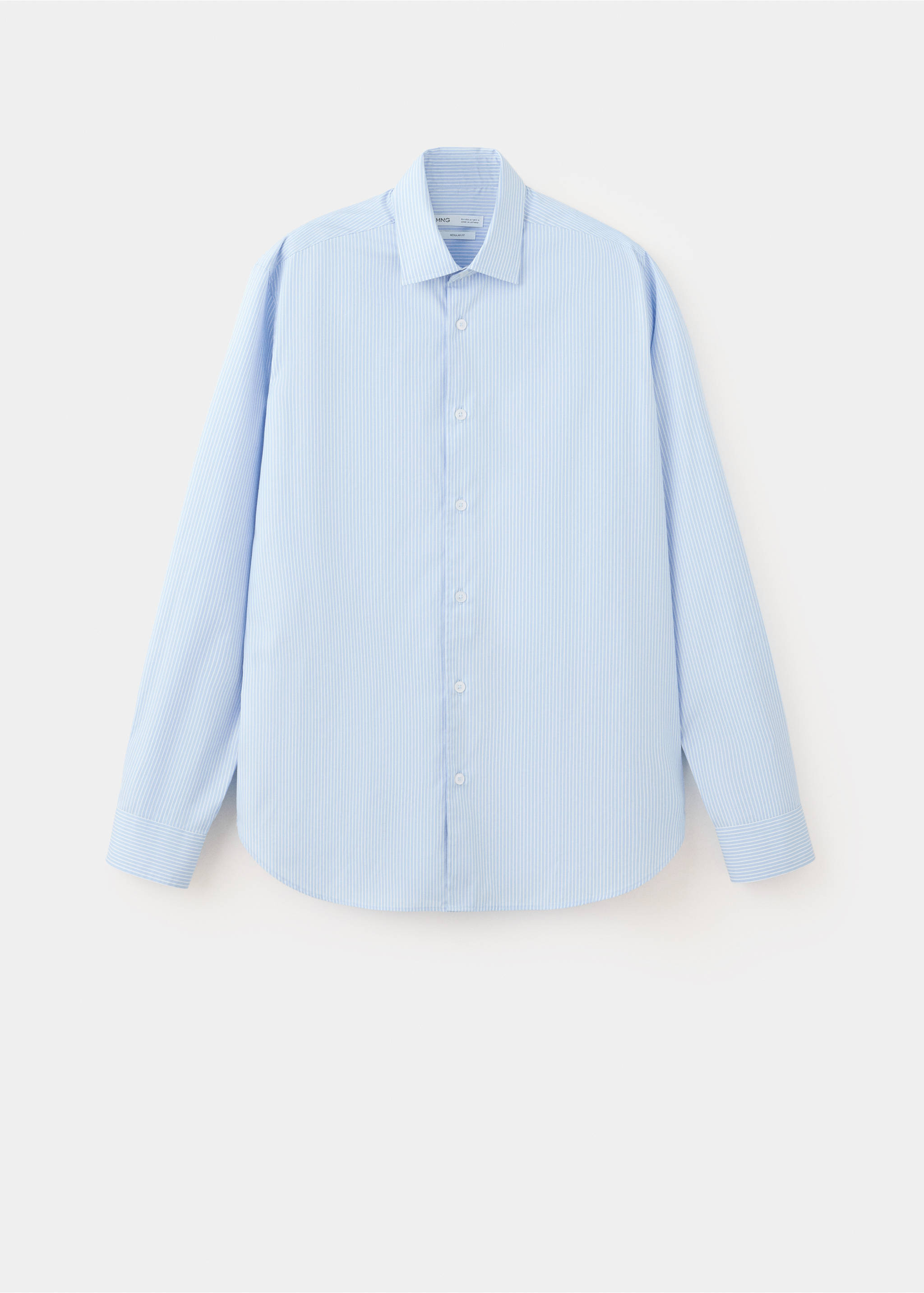 Regular fit striped cotton shirt - Article without model, Sky Blue. Ref: 37094439-00.