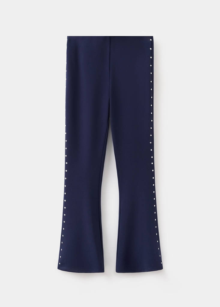 Flared leggings with studs — Navy