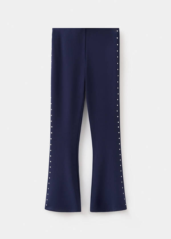 Flared leggings with studs — Navy