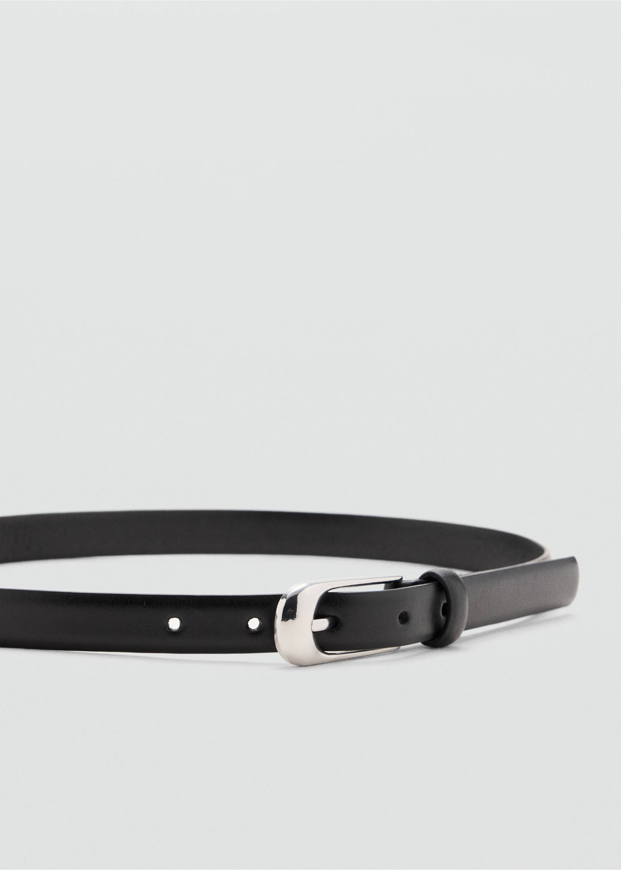 Buckle leather belt - Medium plane, Black. Ref: 37094447-00.