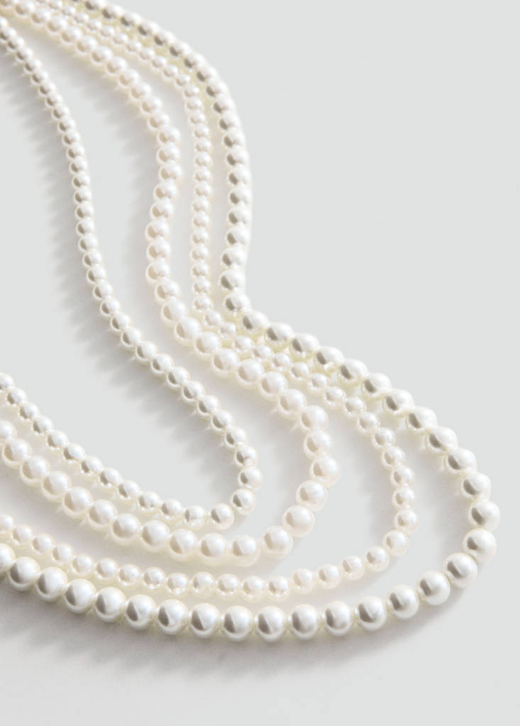 Mixed pearl necklace — White