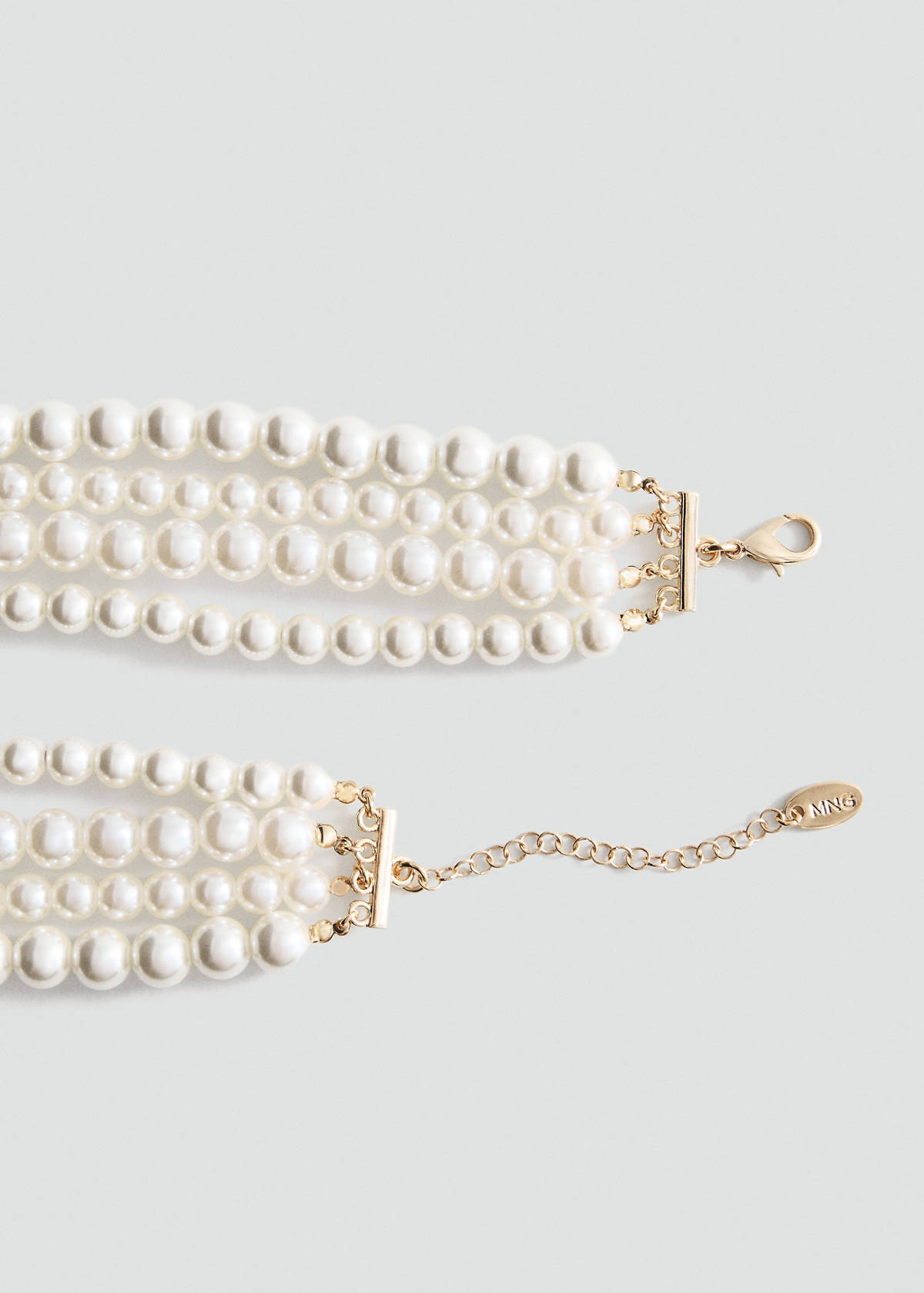 Mixed pearl necklace — White