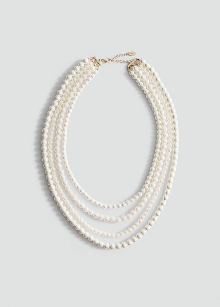 Mixed pearl necklace — White