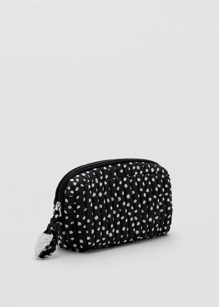 Padded wash bag with spots — Black