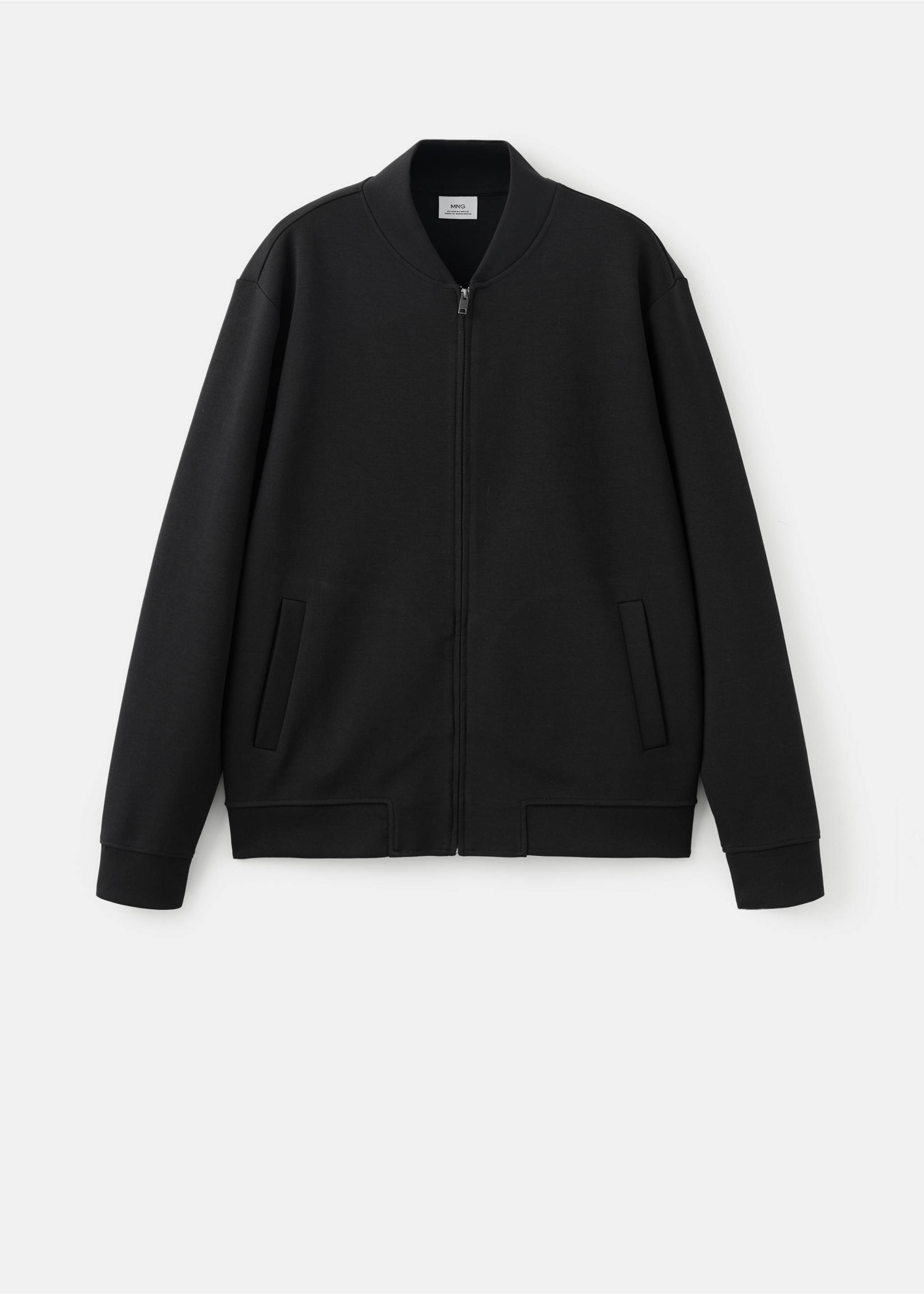 Jachetă bomber din amestec de bumbac - Articol fără model, Negru. Ref: 37094462-00.