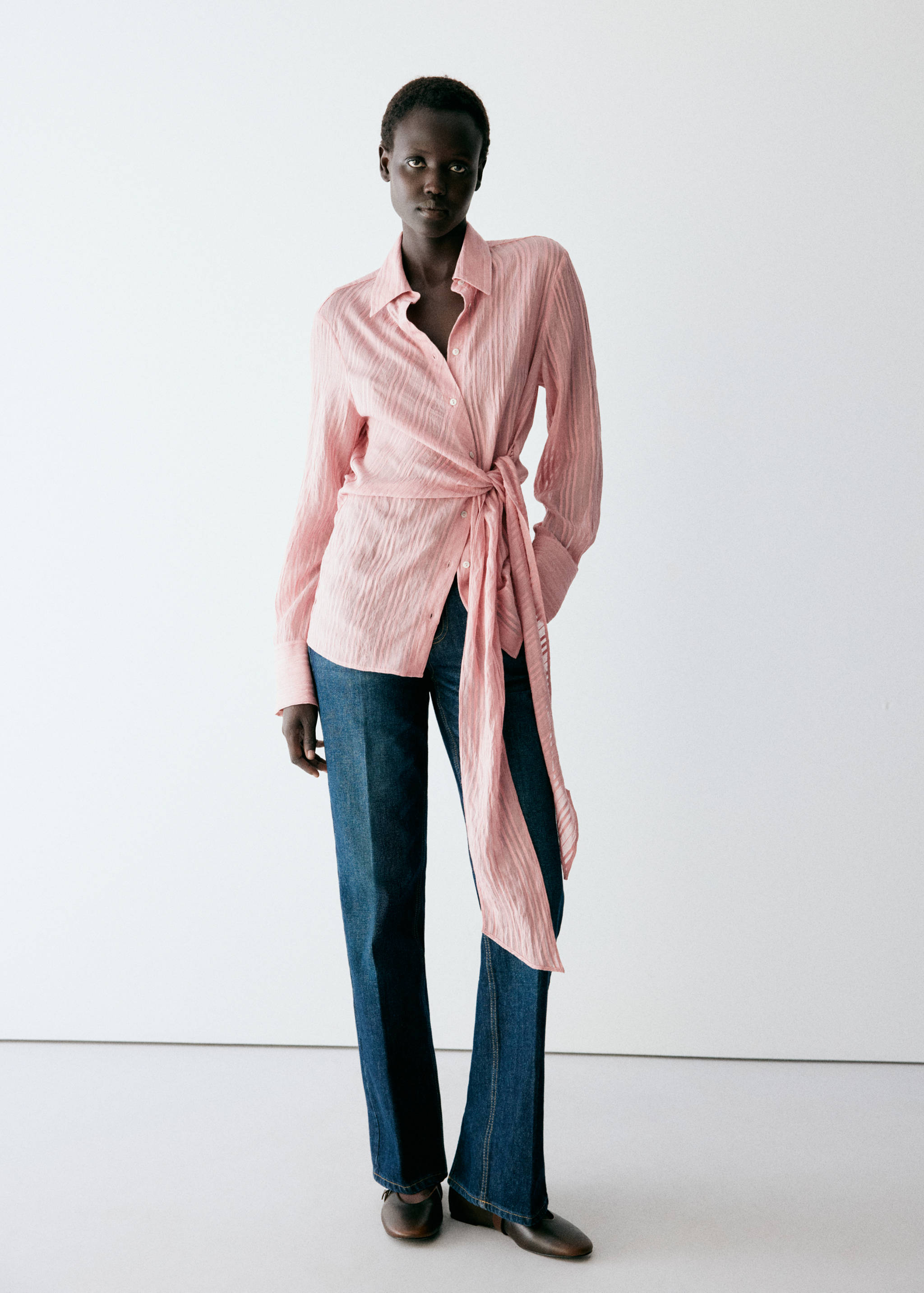 Striped blouse with bow detail - General plane