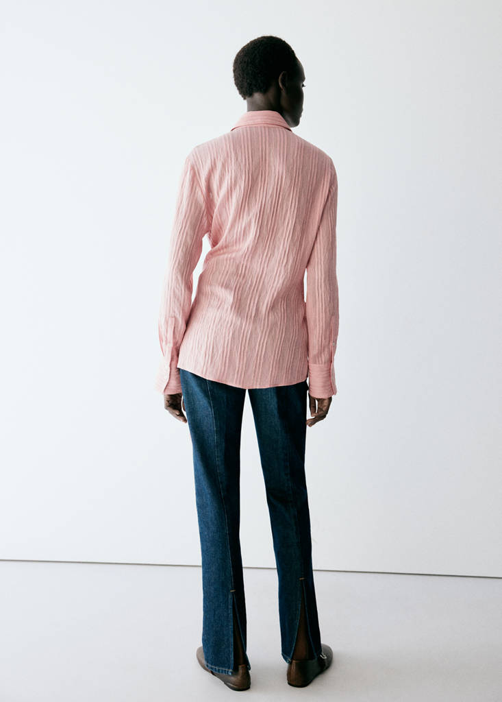 Striped blouse with bow detail — Pastel Pink