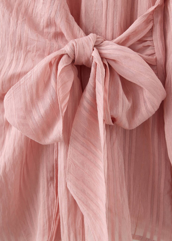 Striped blouse with bow detail — Pastel Pink