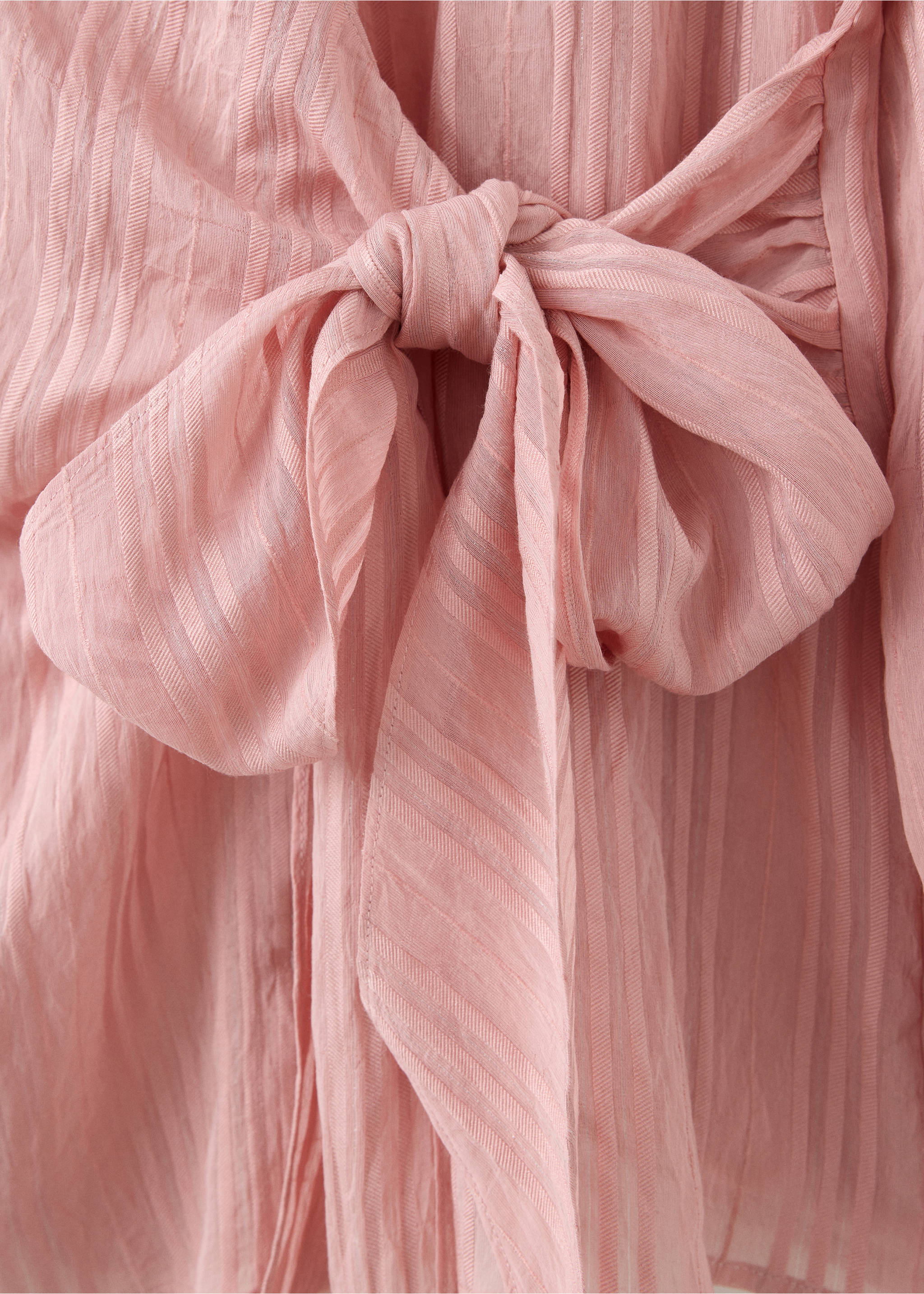 Striped blouse with bow detail - Details of the article 8, Pastel Pink. Ref: 37094463-00.