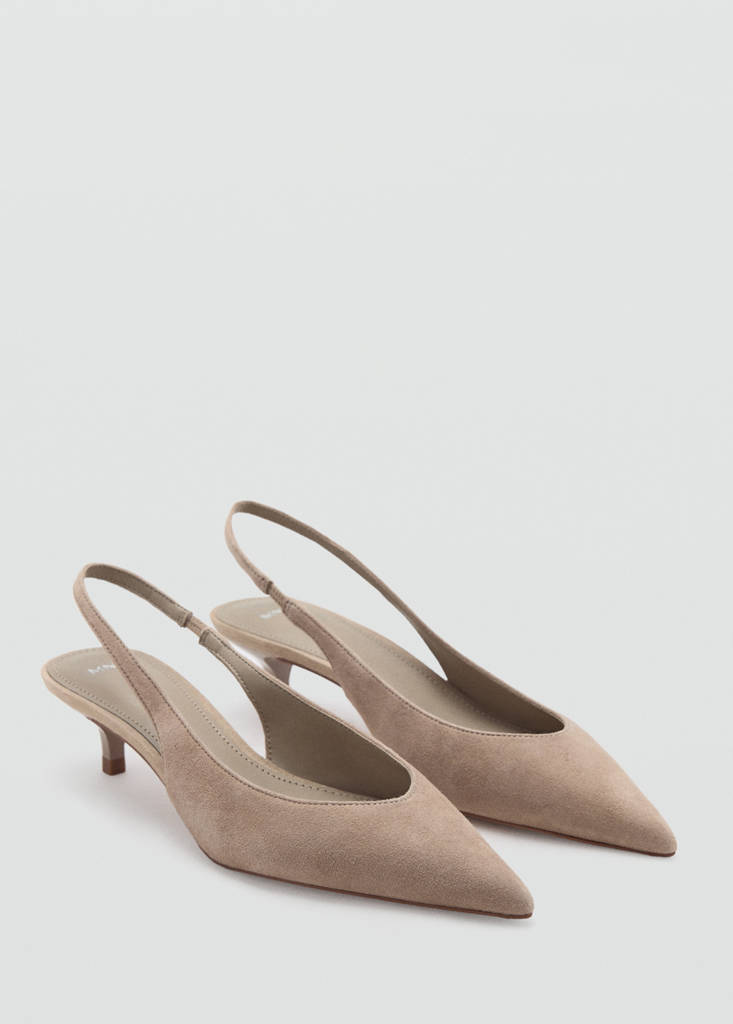 Suede kitten heel shoe — Sand