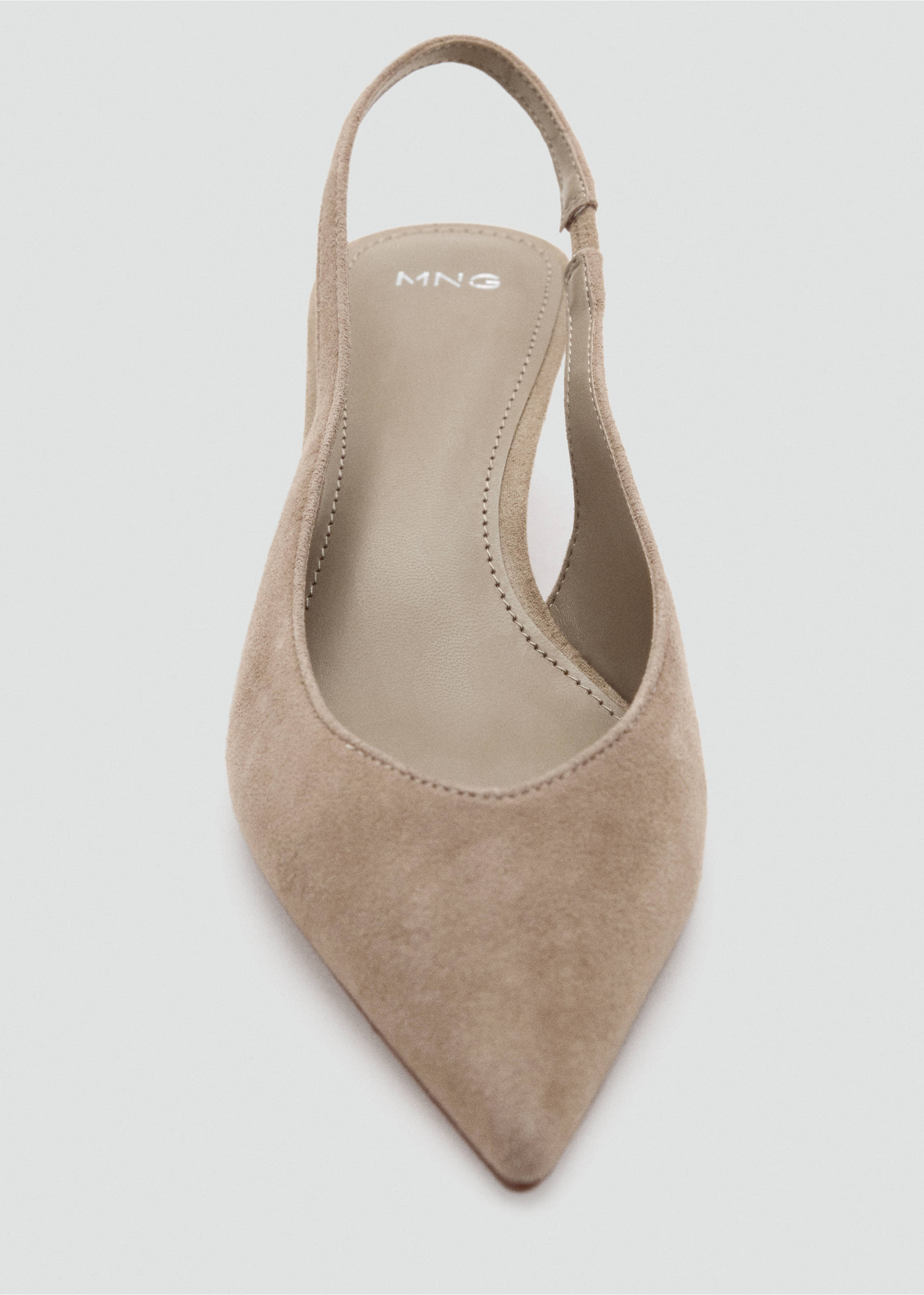 Suede kitten heel shoe - Details of the article 2, Sand. Ref: 37094465-00.