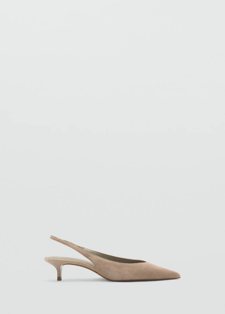 Suede kitten heel shoe — Sand