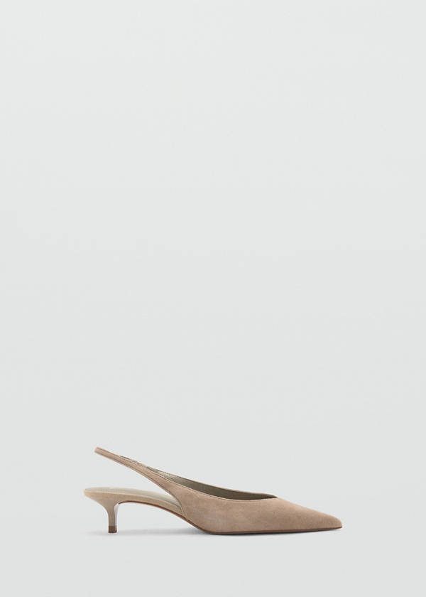 Suede kitten heel shoe — Sand