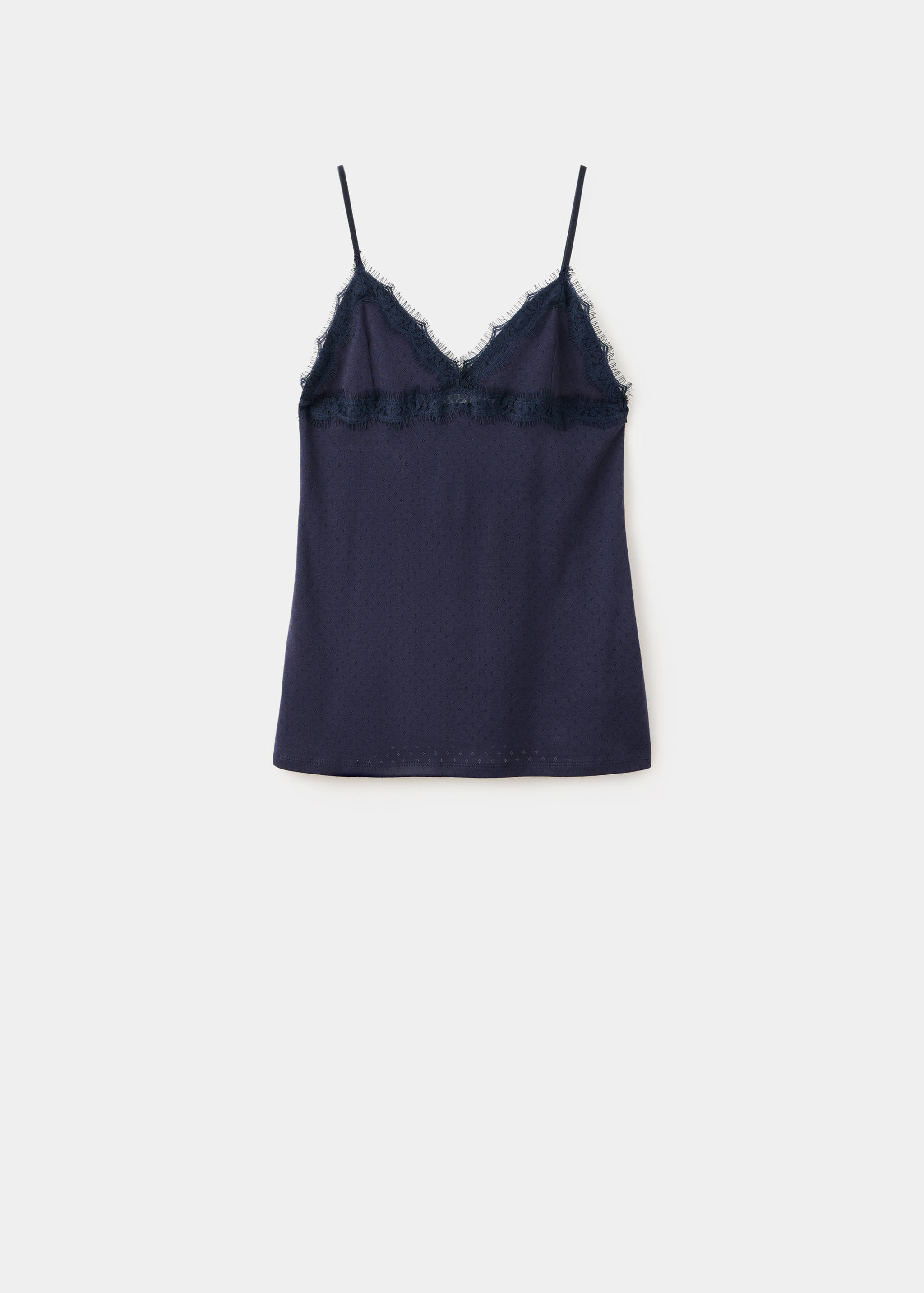 Openwork cotton top with lace detail - Article without model