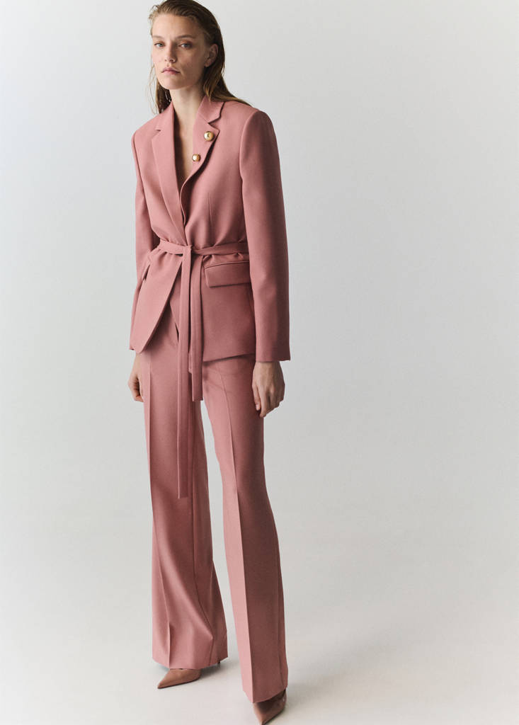 Straight cut suit blazer with pockets — Pink