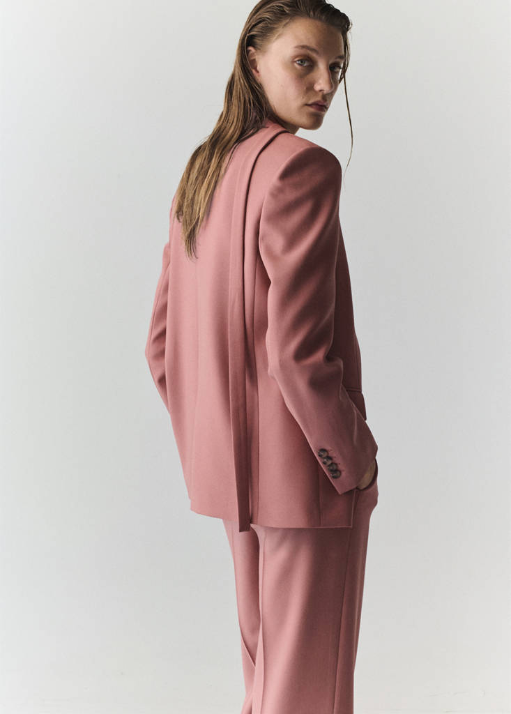 Straight cut suit blazer with pockets — Pink