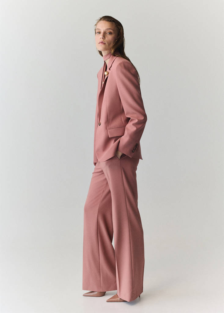 Straight cut suit blazer with pockets — Pink